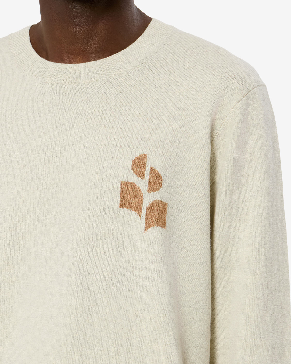 Isabel Marant Antea PU0874 pull gris-camel coton laine logo