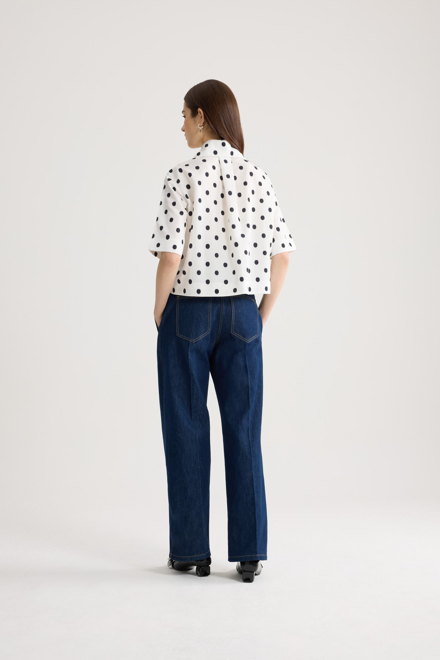 Patou BL059 blouse faille pois Cloud Dancer 34-44