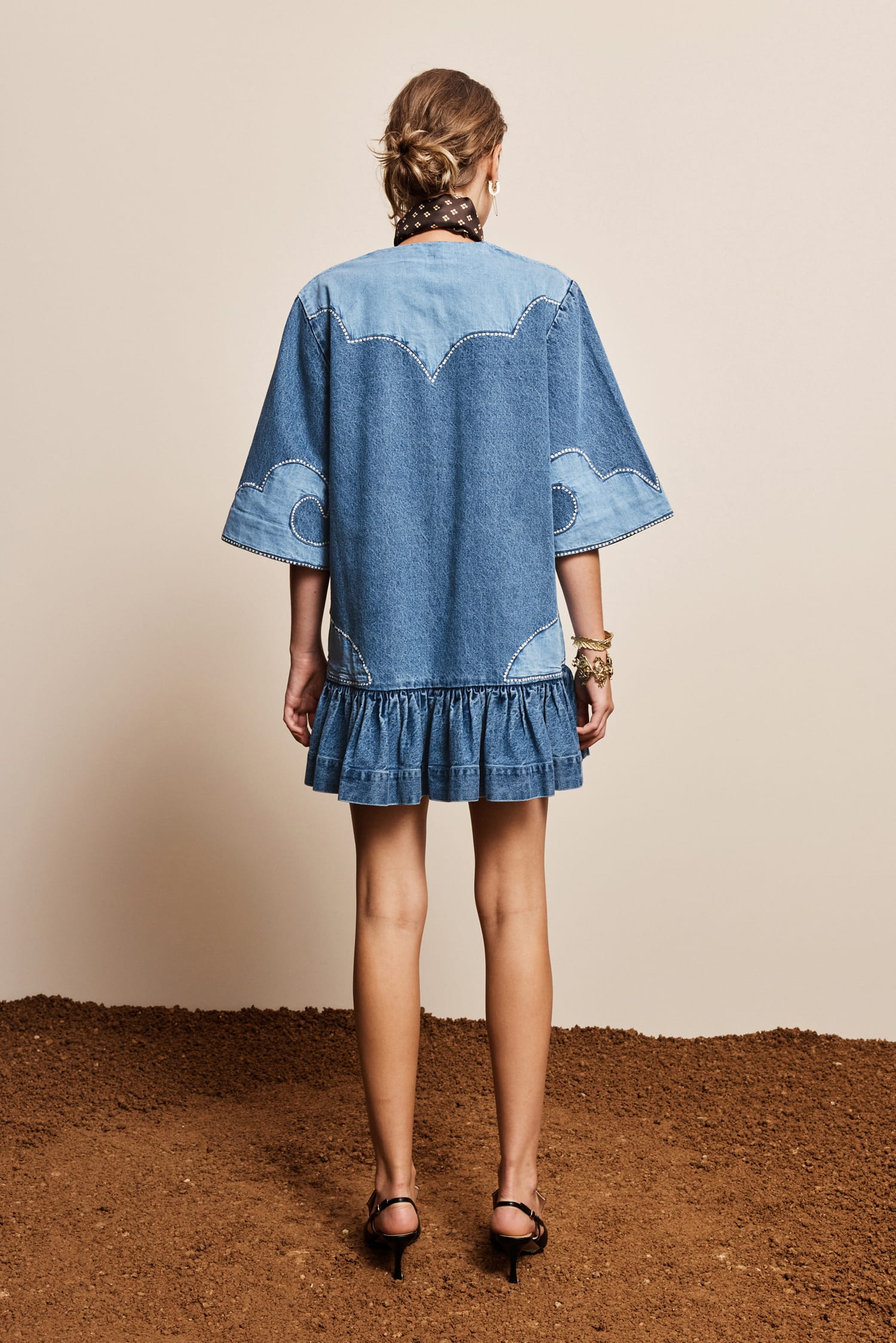 Alemäis Jesse Mini Dress robe jean patchwork