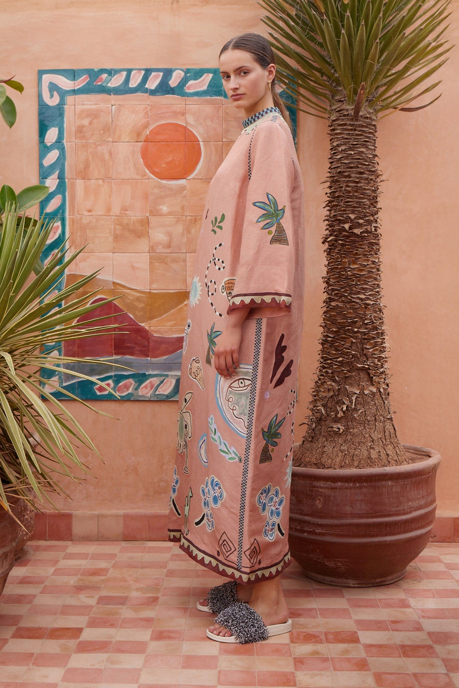 Alemäis Laurence robe midi lin soie imprimée