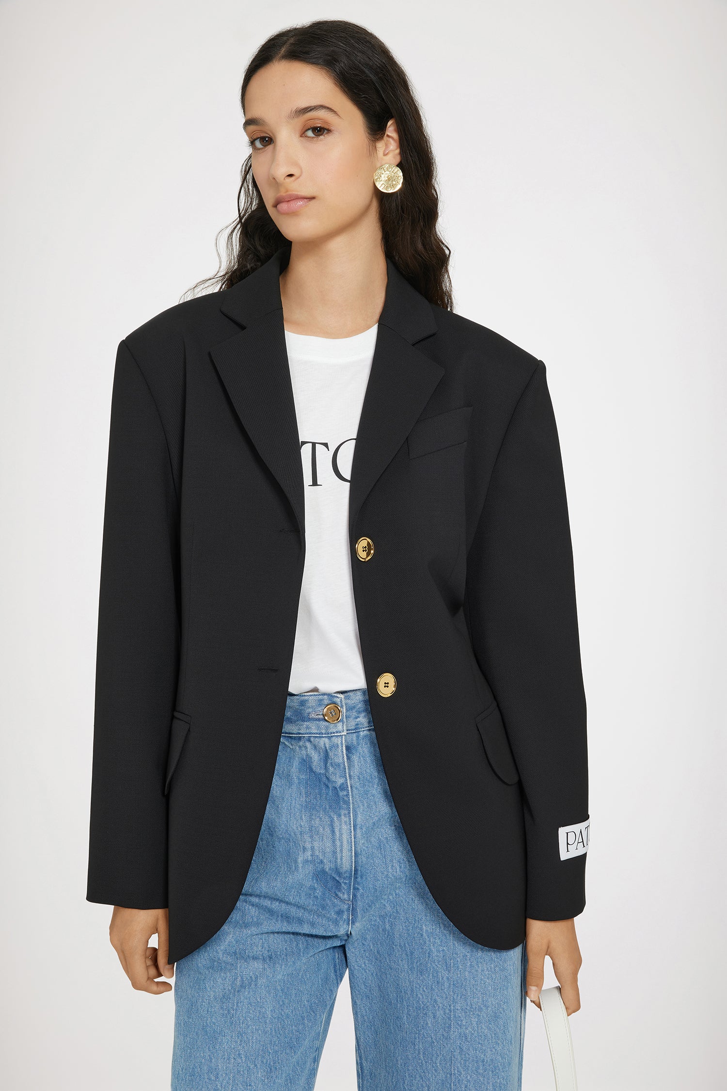 Patou JA0380103999B veste noire ceinturée oversize