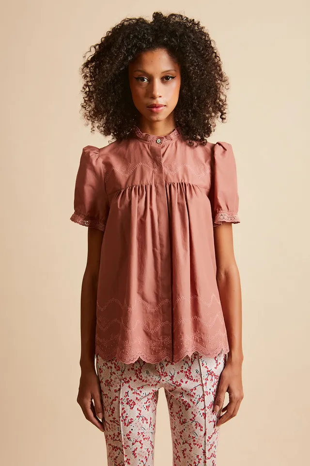 Paul & Joe Candy blouse vieux rose voile de coton