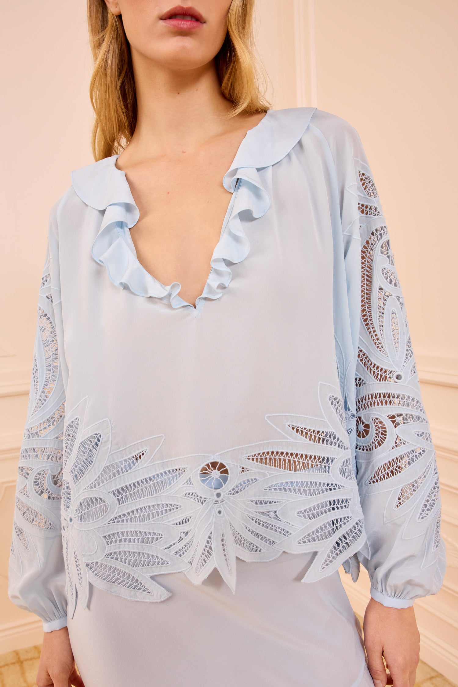 Ulla Johnson Adonis SP260217 blouse Adriatic soie brodée