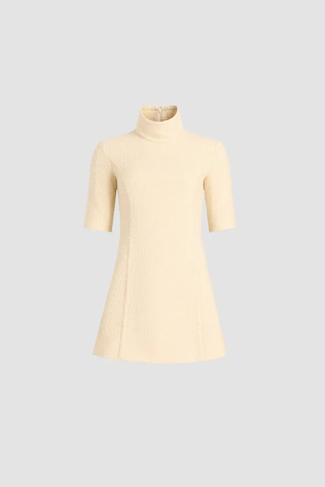 Patou H25DR2040223097C robe mini tweed laine Snowberry White
