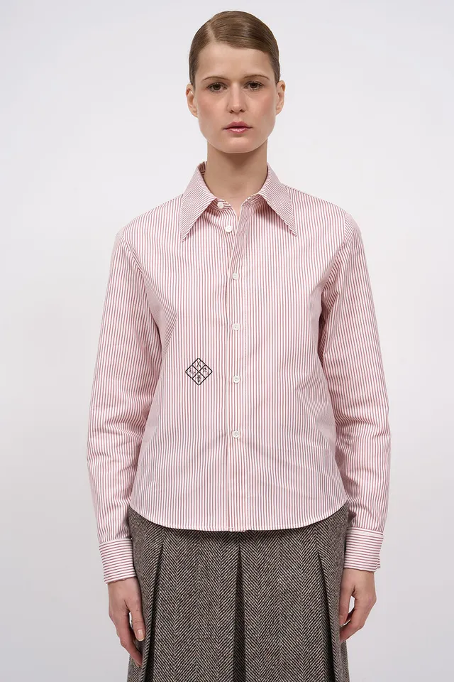 Paul & Joe Nadia chemise popeline coton blanc rouge