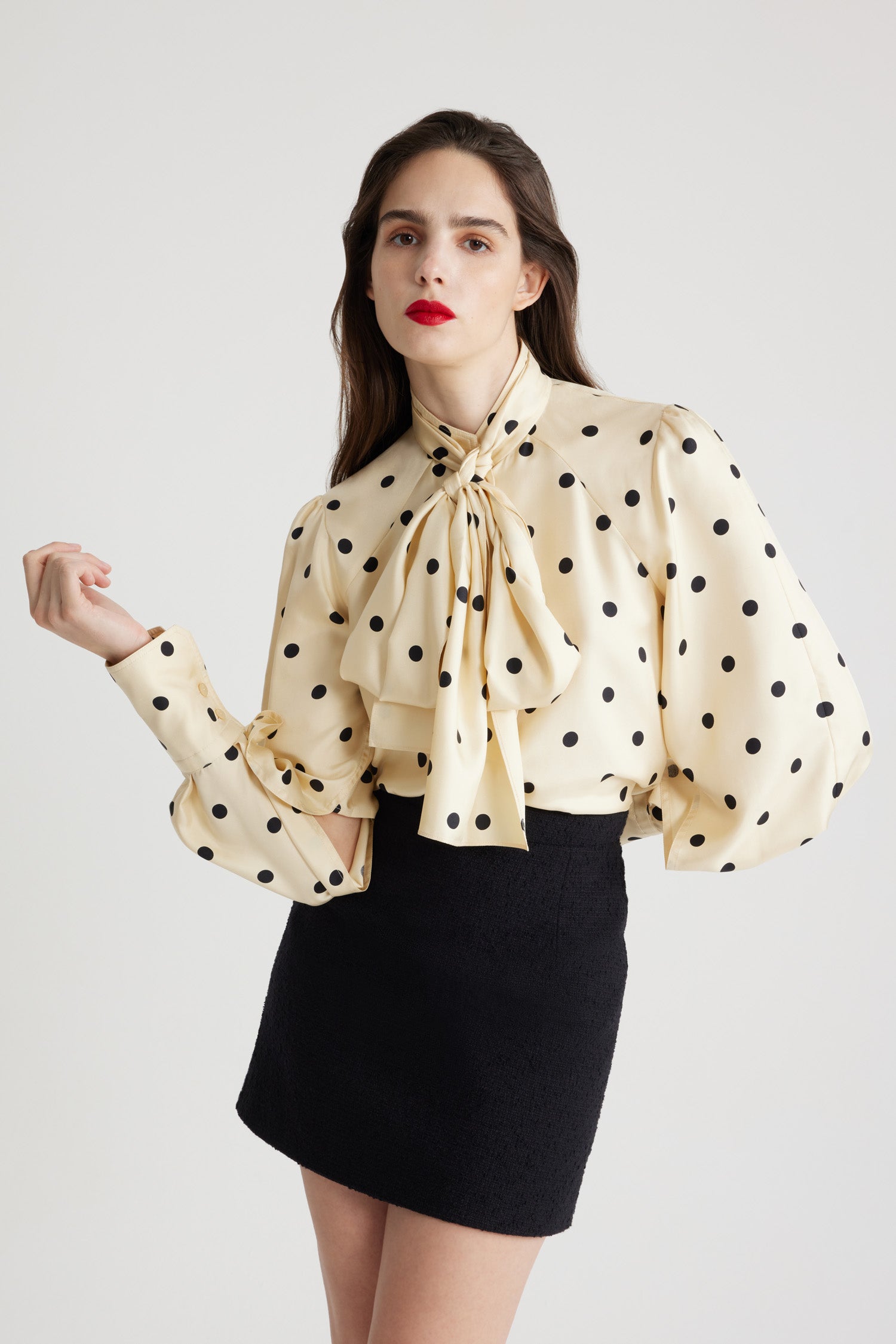 Patou Lavallière blouse soie bio angora dots 34-44