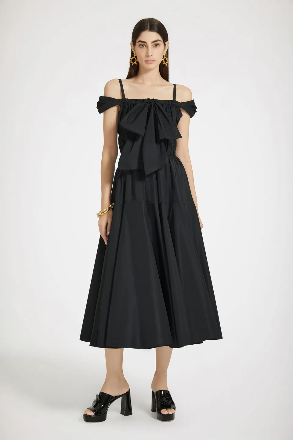 Patou DR133 robe cocktail midi faille recyclée noire