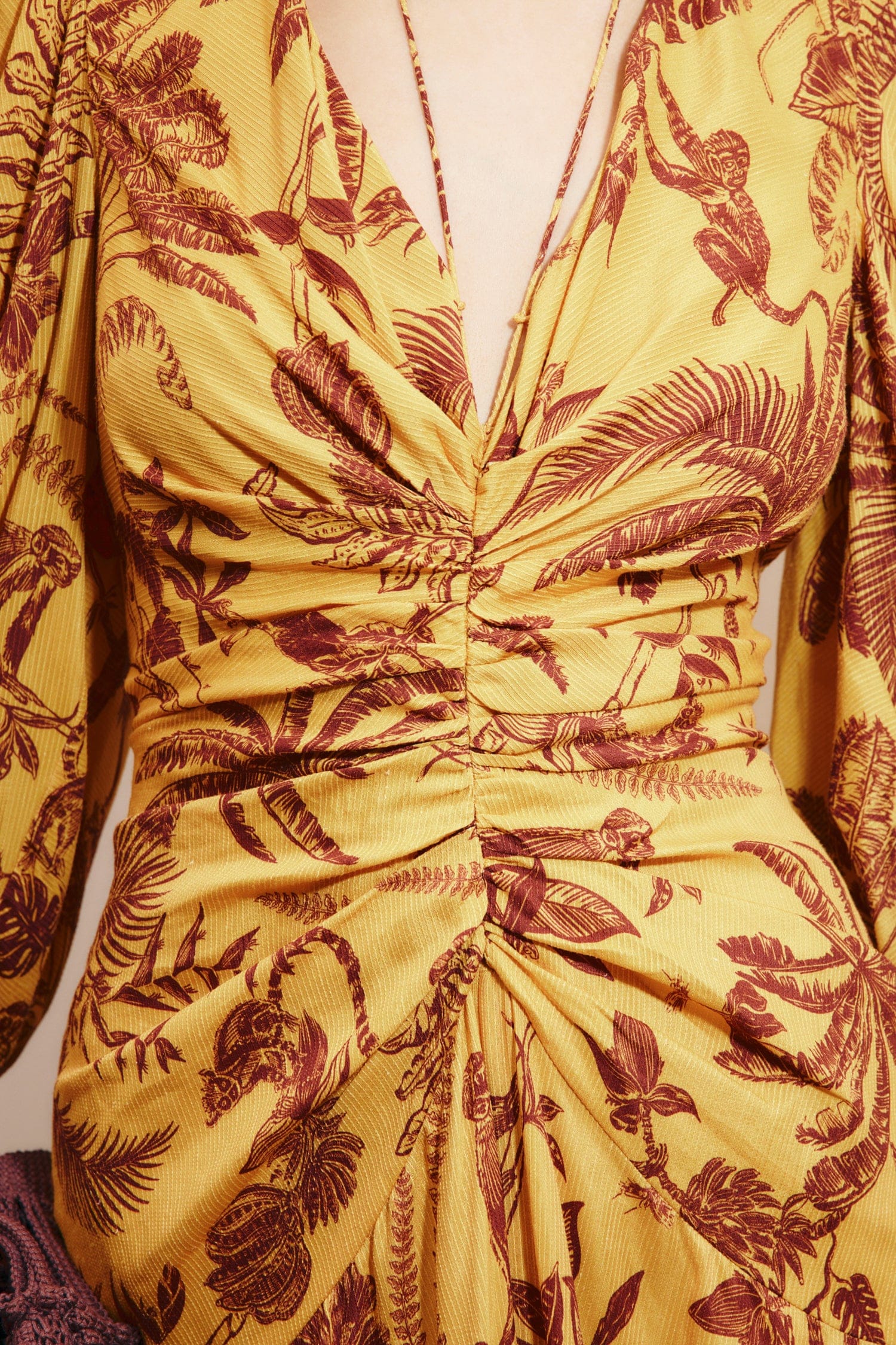 Alemäis Banana Blossom robe midi ramie motif