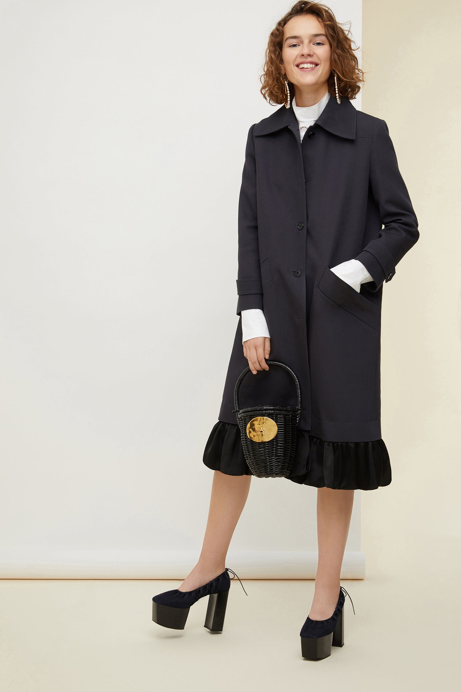 Patou P20CO0040025960A manteau gabardine Storm volant