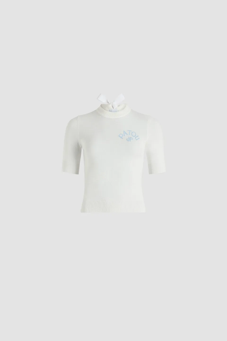 Patou H25KN3008045001W pull col nœud blanc coton bio logo