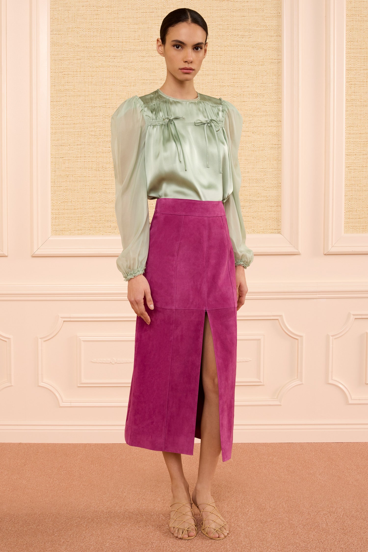 Ulla Johnson Orion Jupe crayon cuir Iris midi