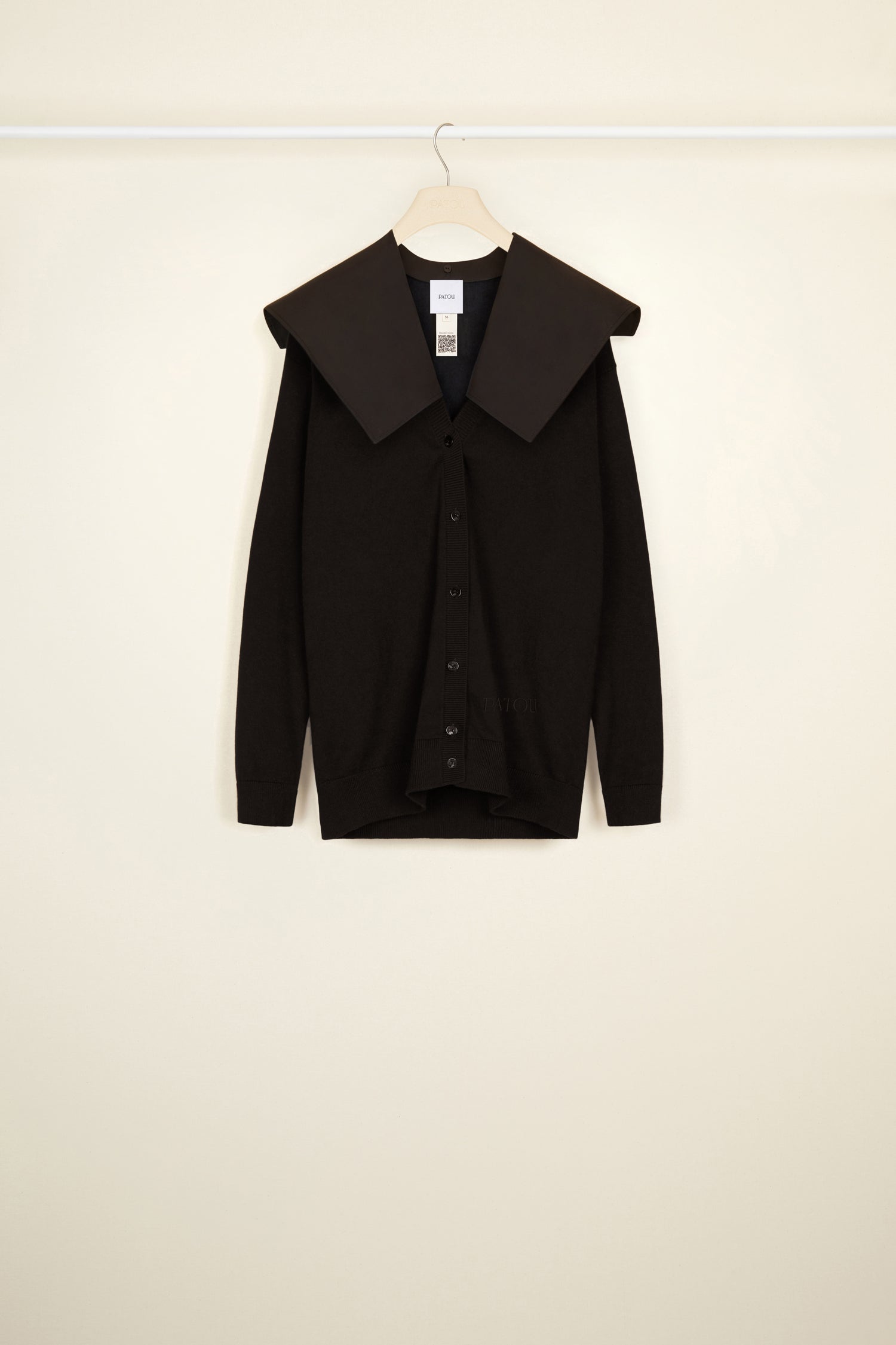 Patou Knitwear P22KN0718047999B cardigan noir laine recyclée