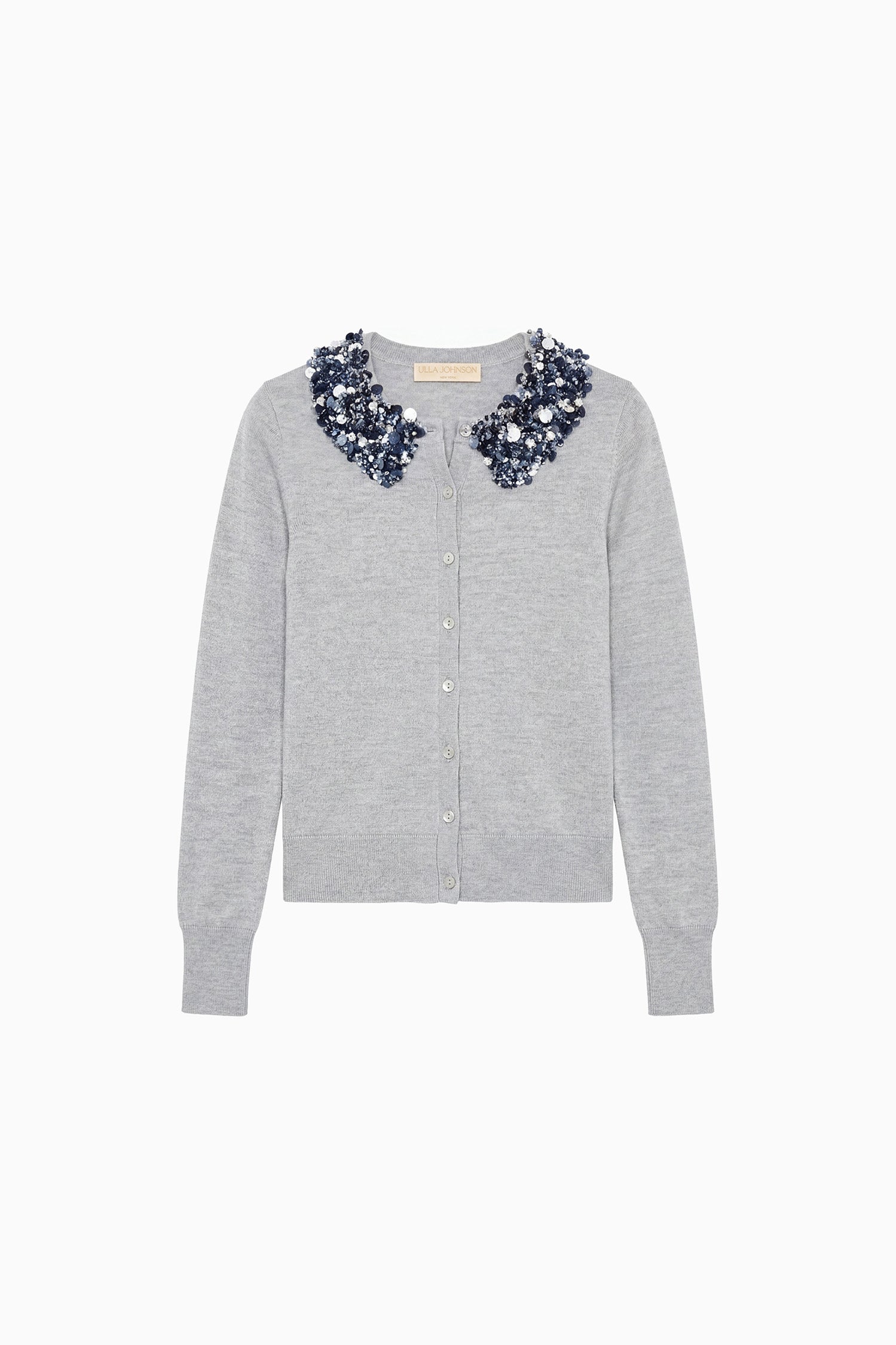 Ulla Johnson Anna cardigan laine Ash sequins gris