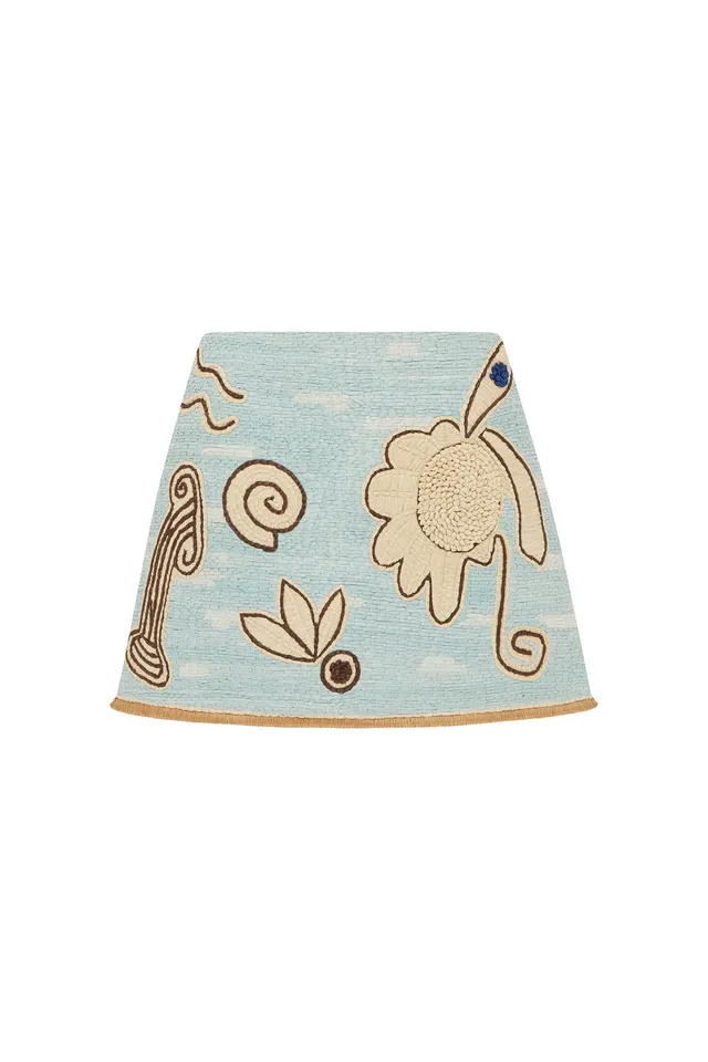 Alemäis Azar Raffia jupe mini raphia brodée viscose