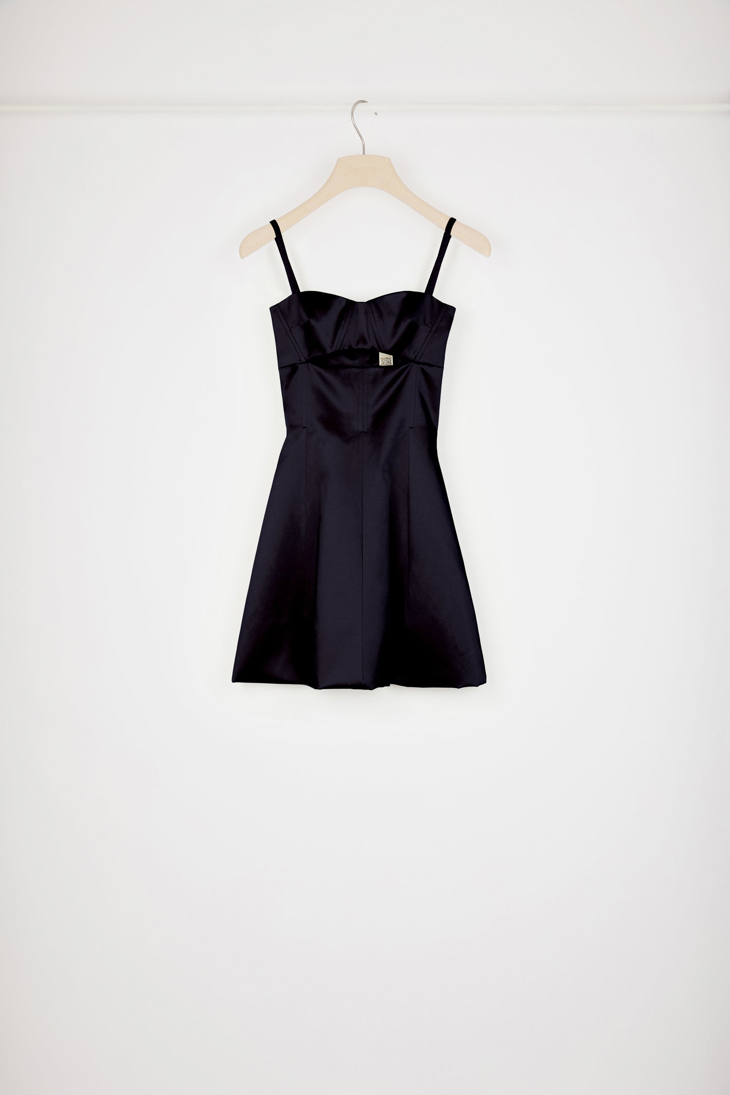 Patou DR111 robe satin bleu nuit ajourée coton bio