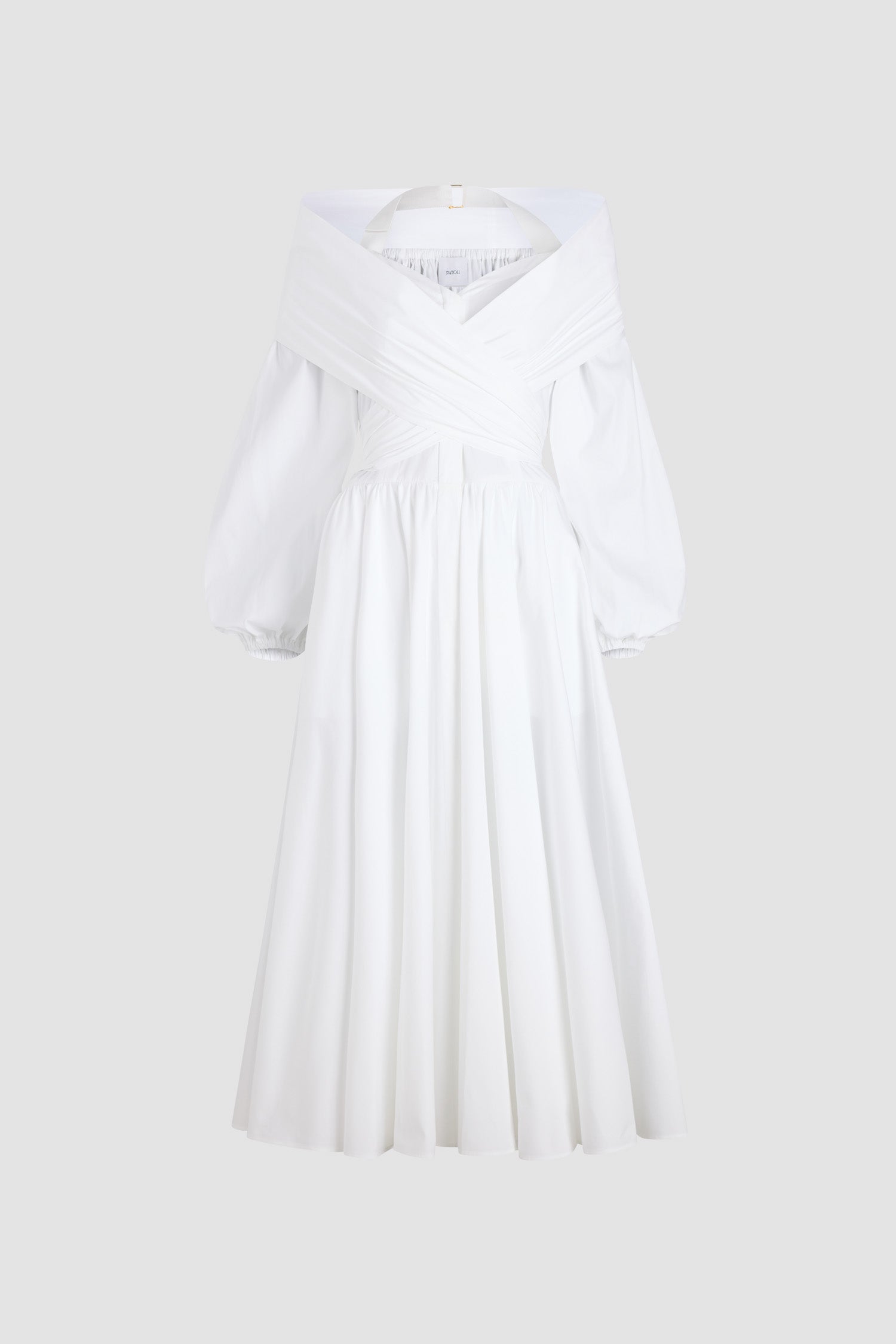 Patou DR165 robe midi blanche coton bio cache-cœur