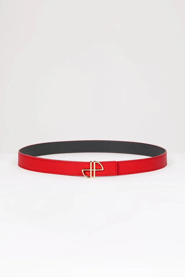 Patou JP BE001 Ceinture Cuir Rouge Racing Réversible