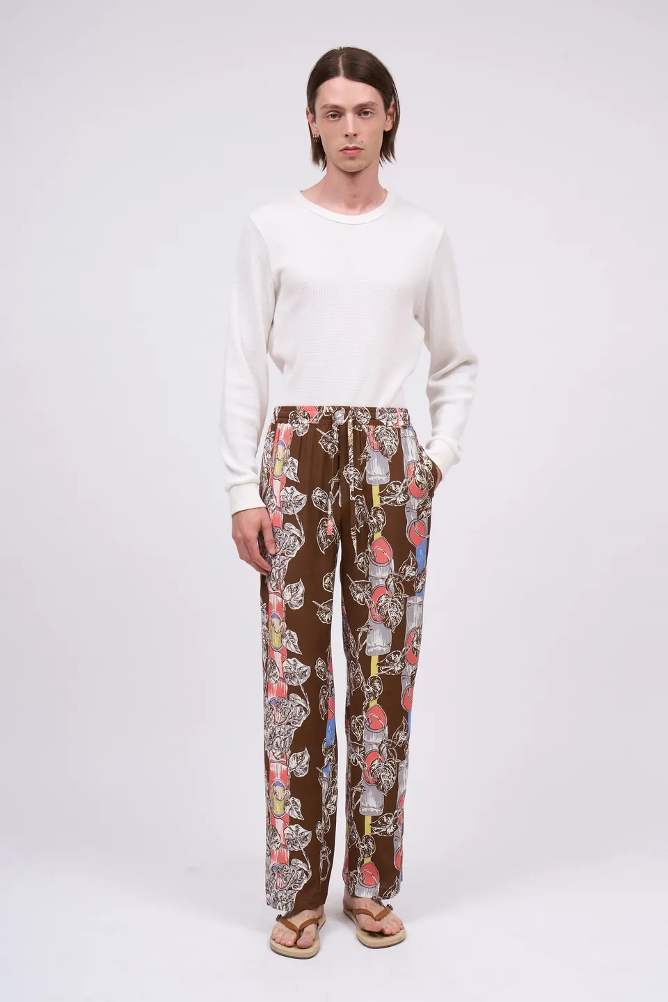Paul & Joe Samy pantalon viscose imprimé marron