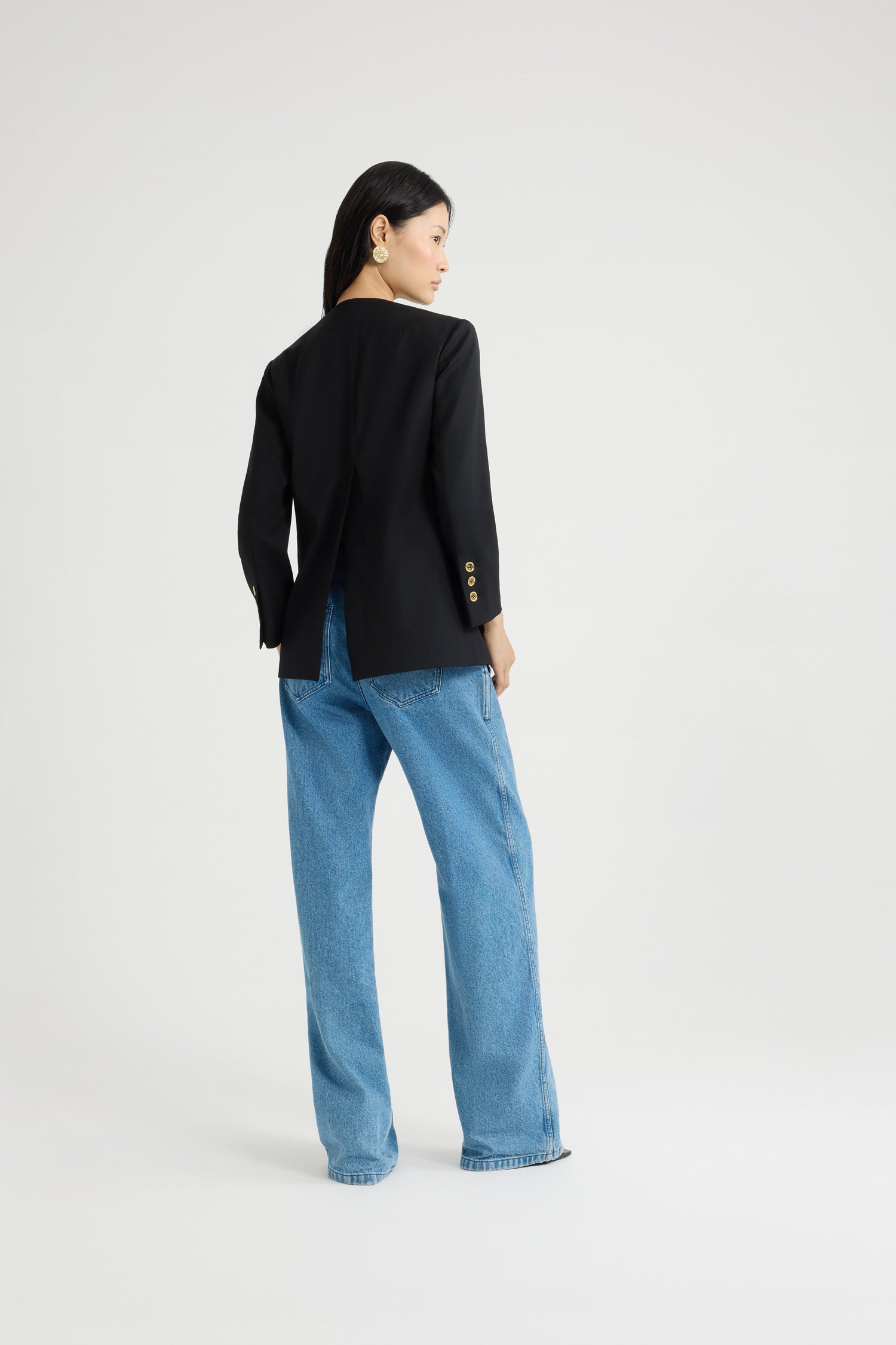 Patou JA051 veste sans col laine technique noire