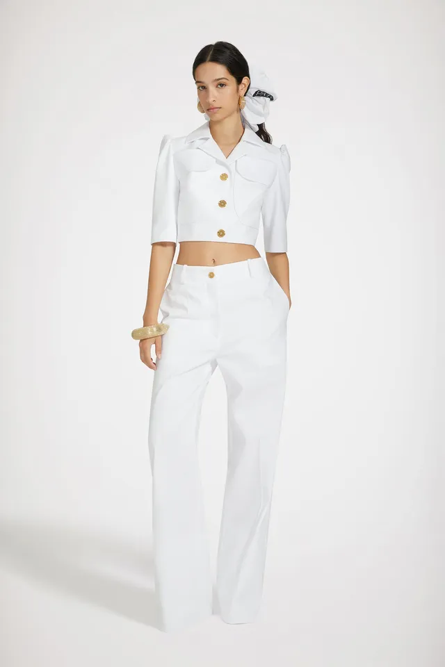 Patou TR0020074001W pantalon gabardine blanc droit