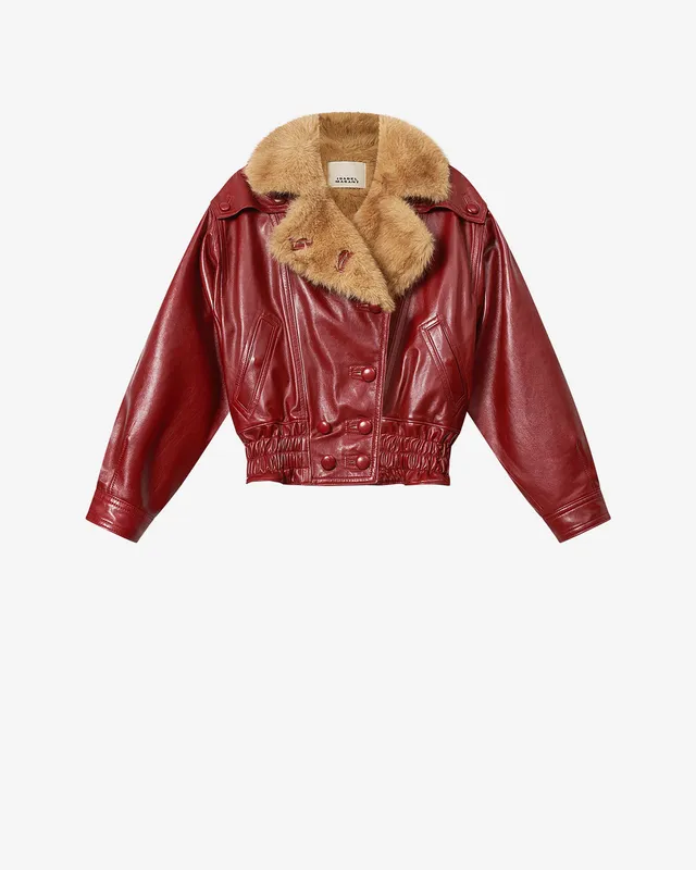 Isabel Marant Vestes Valina veste cuir deep red fourrure 34-42
