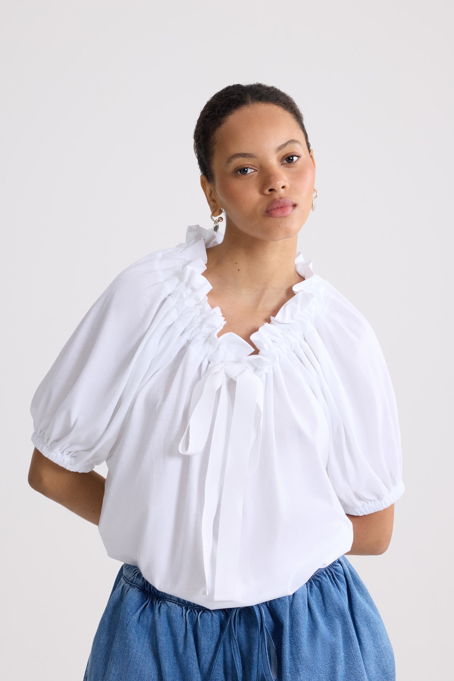 Patou Drawstring P25JE1399999001W t-shirt blanc coton bio