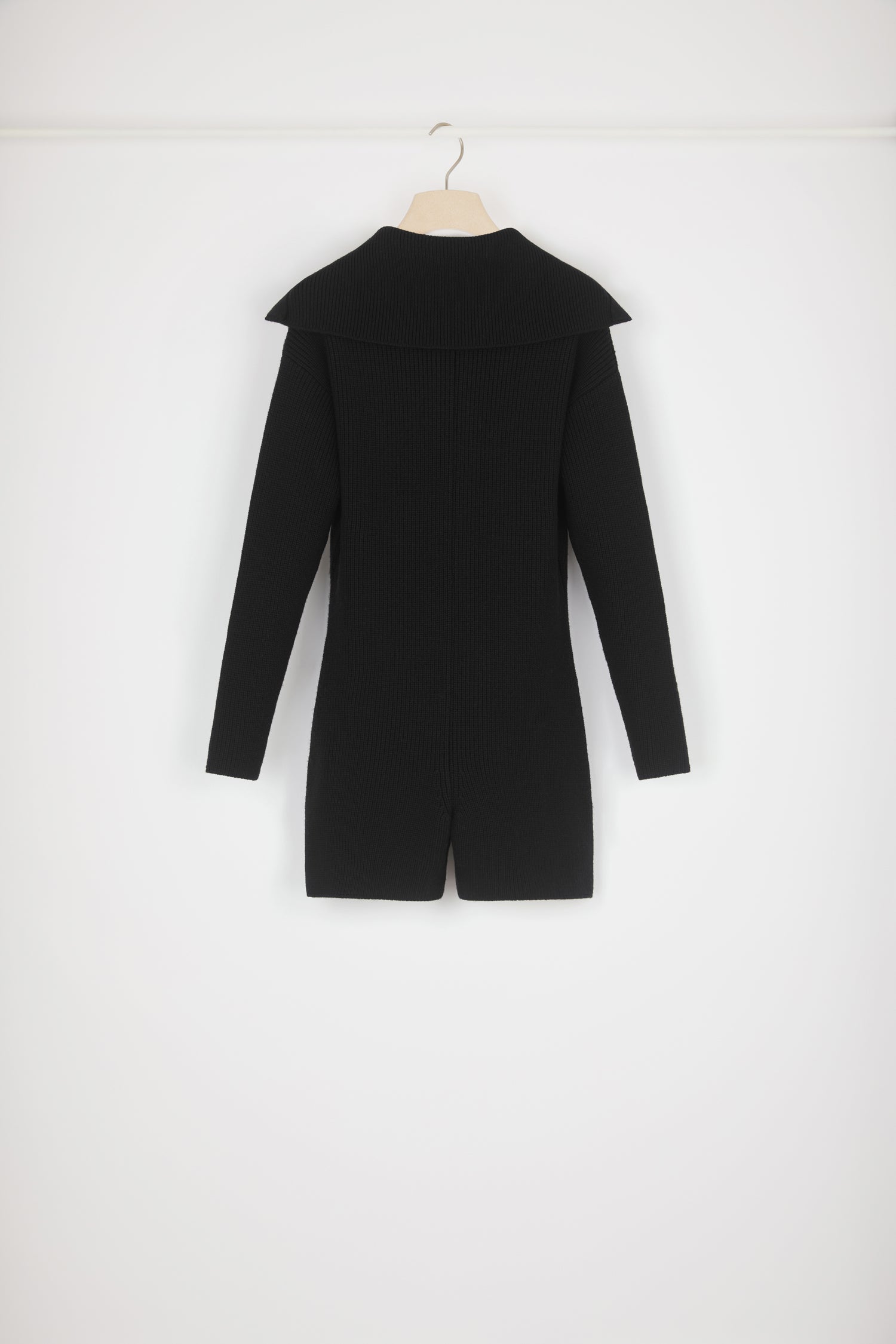 Patou playsuit combishort maille laine Merinos noire zip