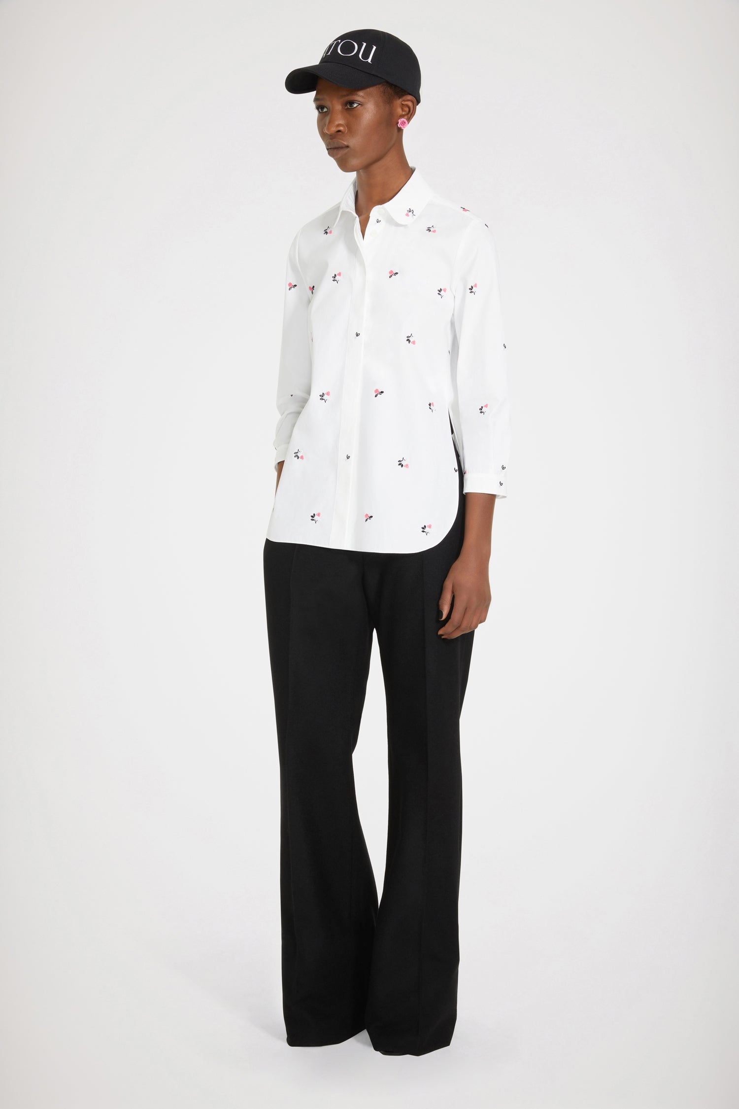Patou chemisier coton bio blanc broderie florale