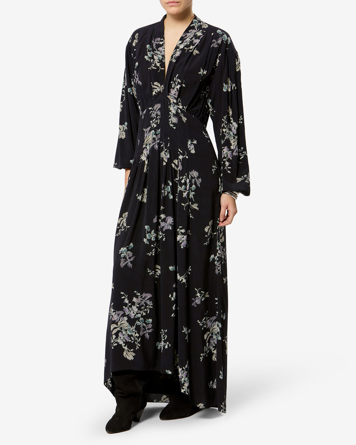 Isabel Marant Lynoa RO1100FA robe longue noire fleurie