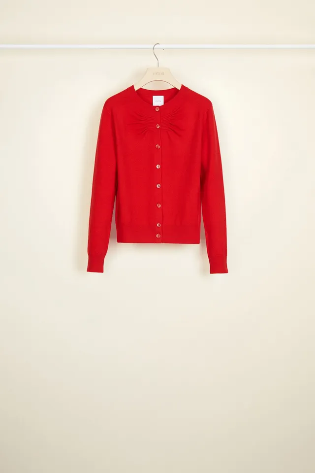 Patou Knitwear P20KN0028000302R cardigan coquelicot mérinos