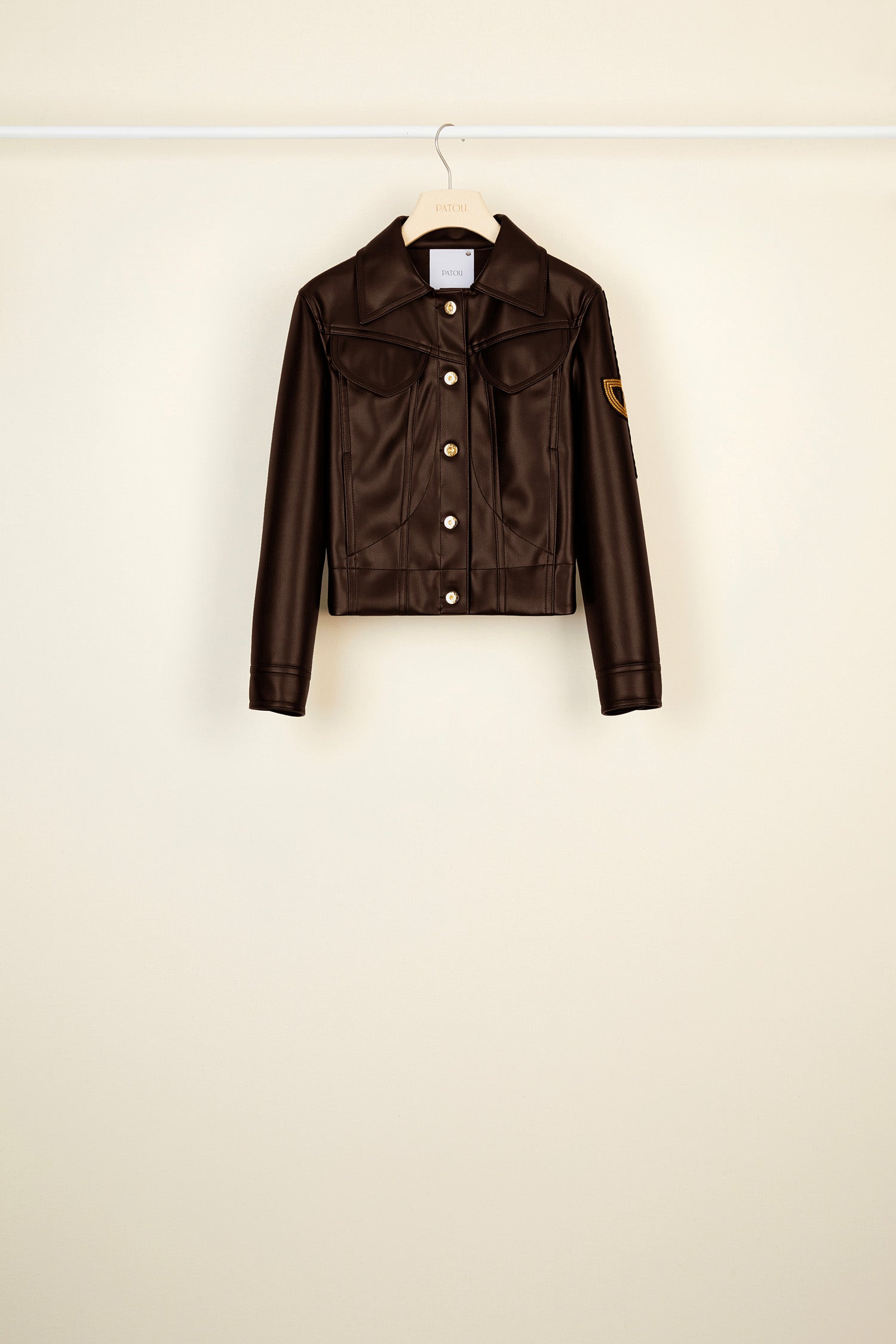 Patou OU0010018801B veste simili cuir noir Havana