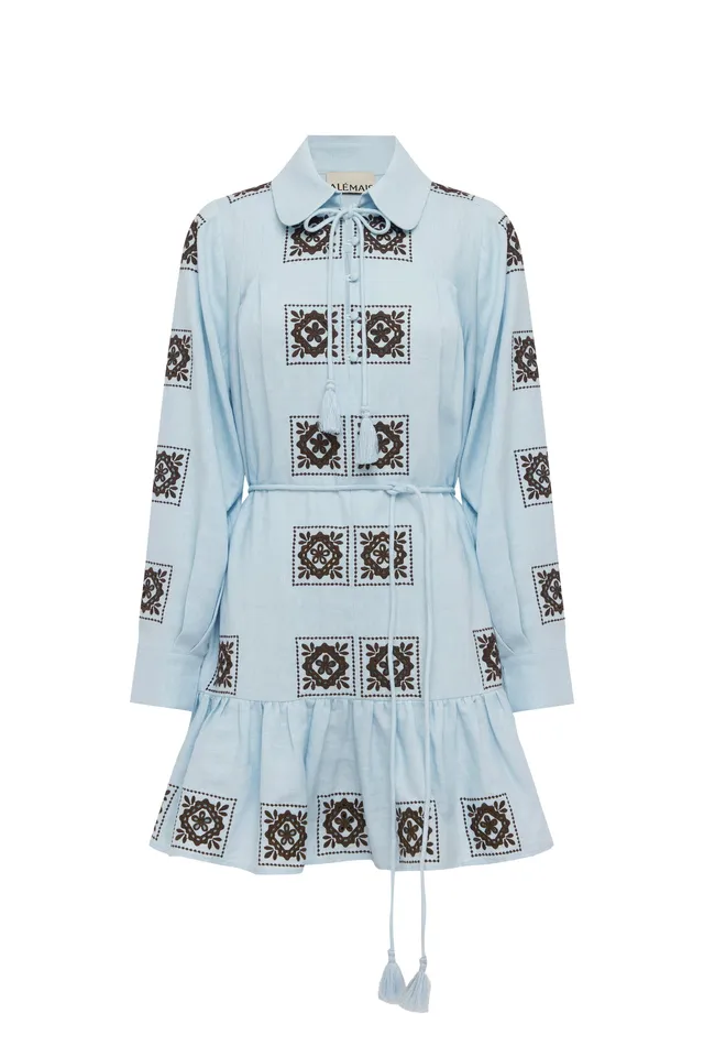Alemäis Grace robe mini chemise en lin à volants