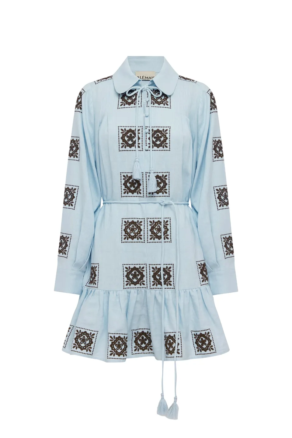 Alemäis Grace robe mini chemise en lin à volants