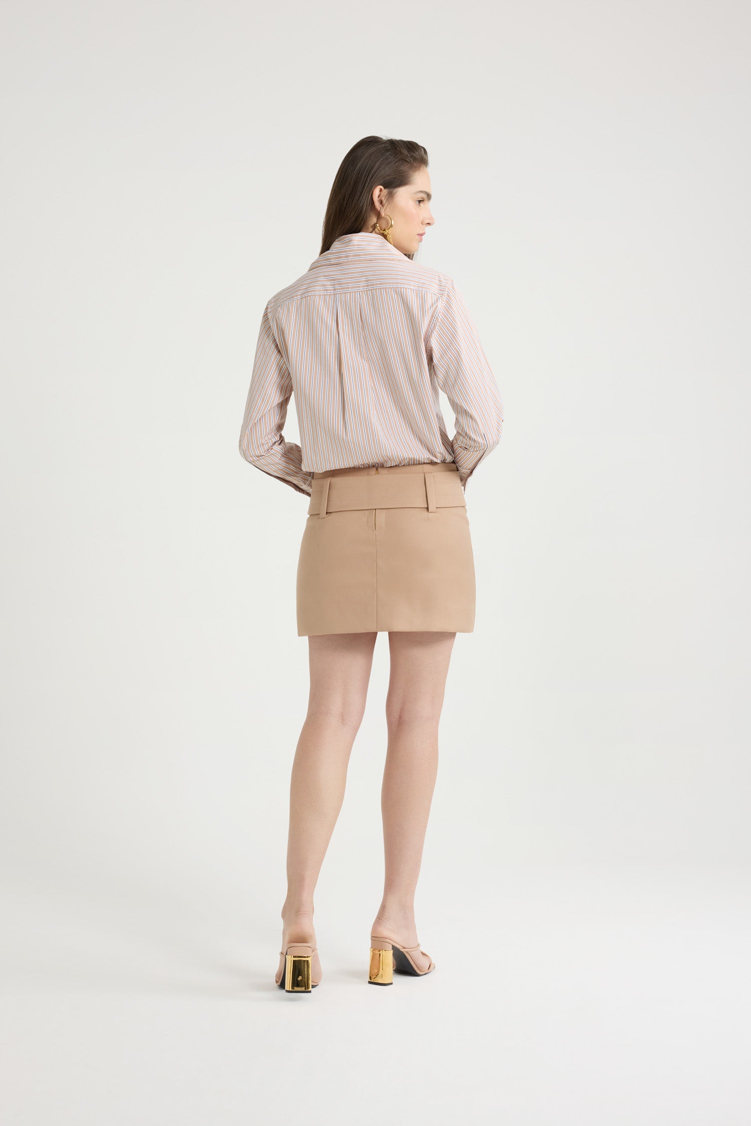 Patou P25SK076 jupe mini praline ceinture coton bio