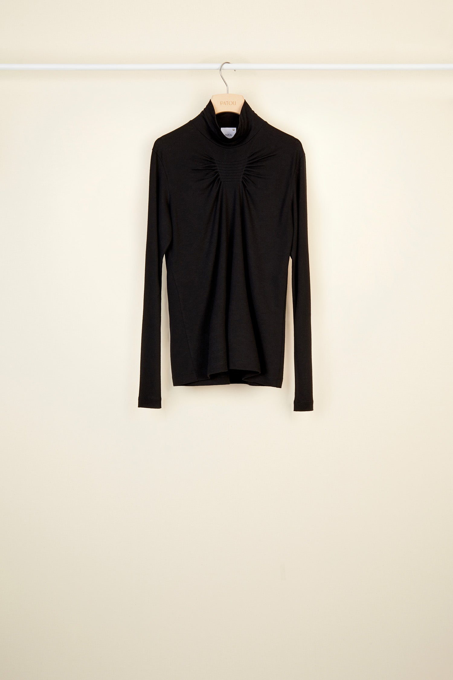 Patou JE012 Top Col Montant Jersey Laine Noir