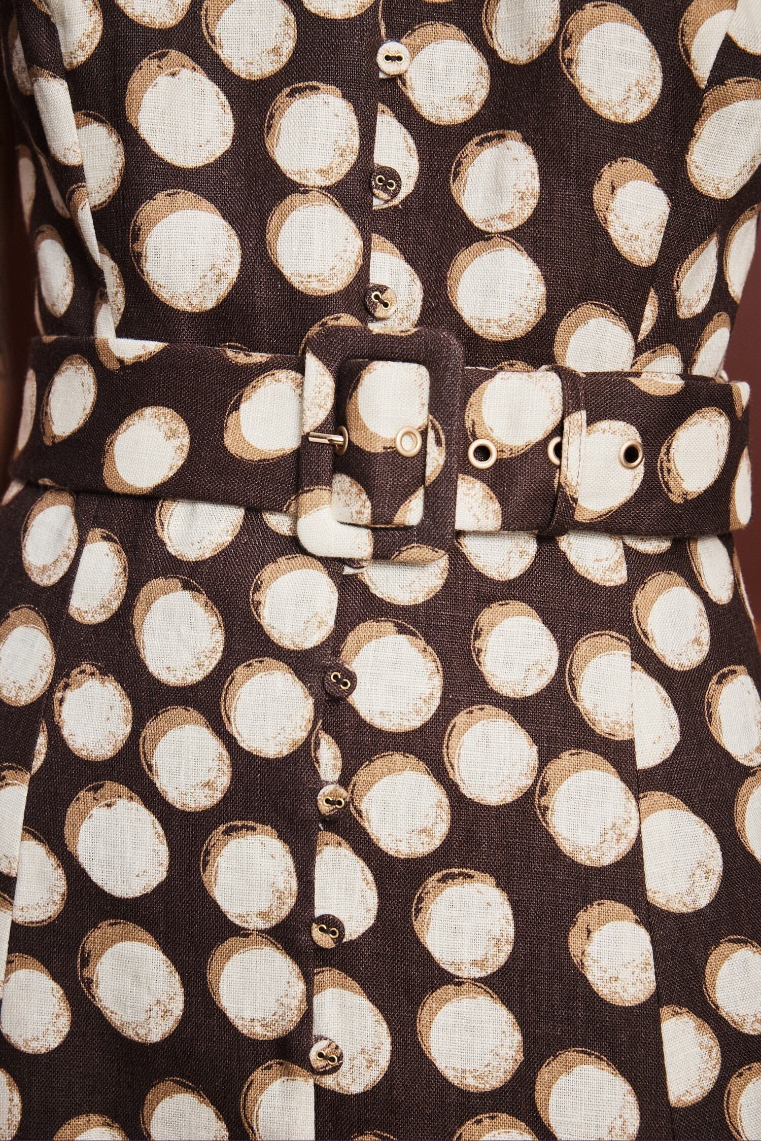 Alemaïs Paula robe midi dos nageur lin à pois ceinture