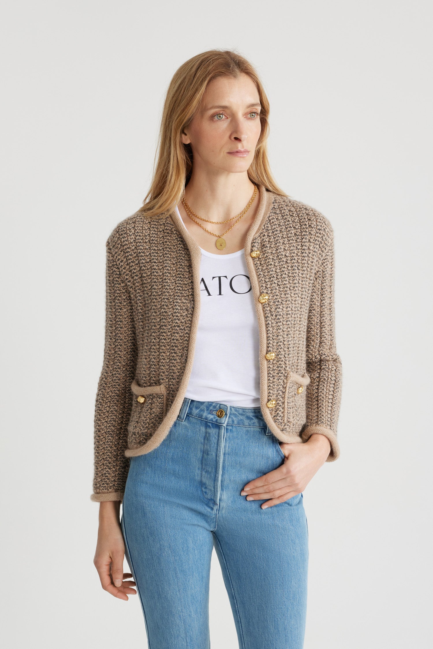 Patou Jackets veste alpaga beige XS-XL cintrée