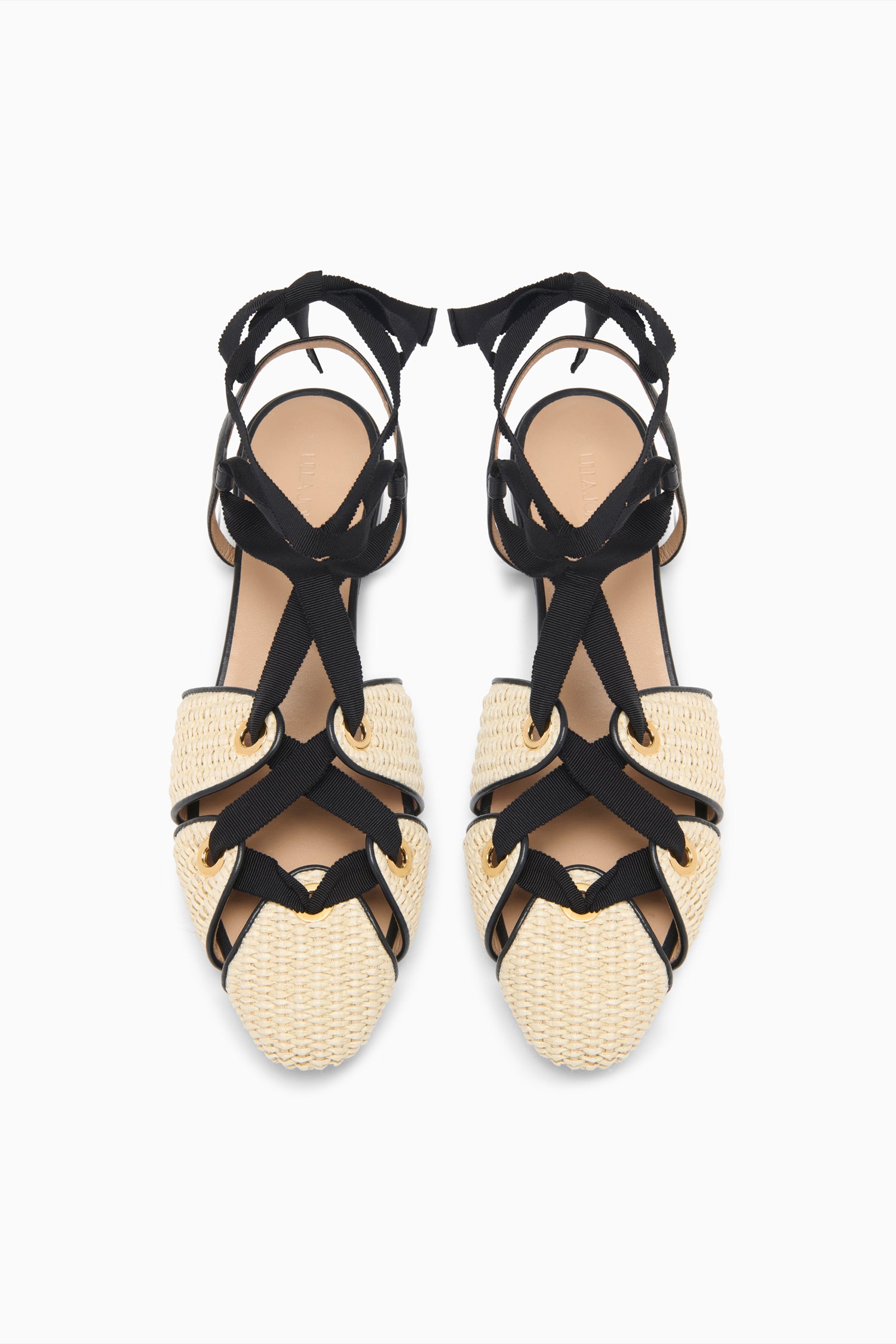 Ulla Johnson Artemis Ballerine plate Sand raphia œillets