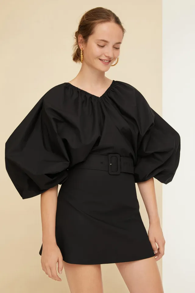 Patou robe mini coton bio ceinture noire 34