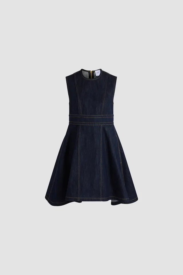 Patou H26DR2710277661B robe jean coton bleu marine courte