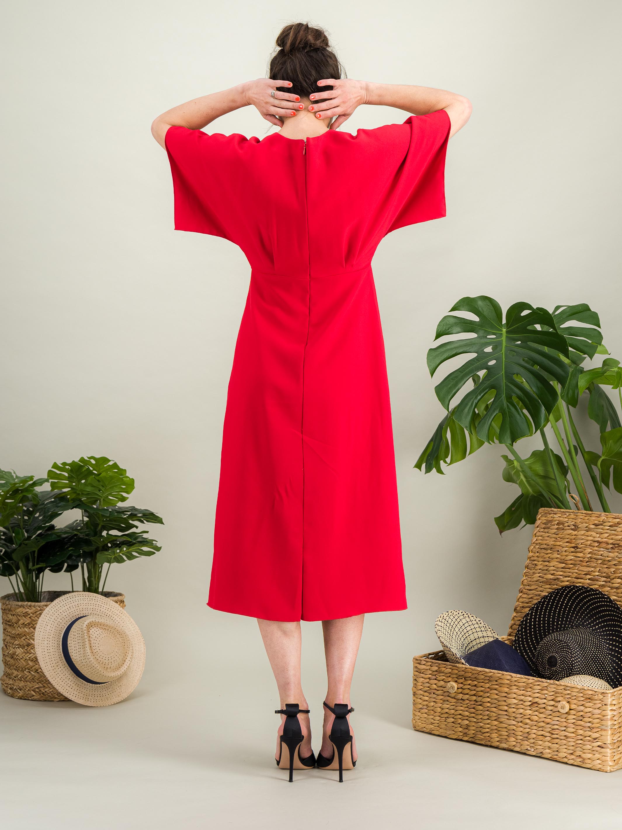 Anahide Saint André Alhambra robe cocktail viscose rouge 34