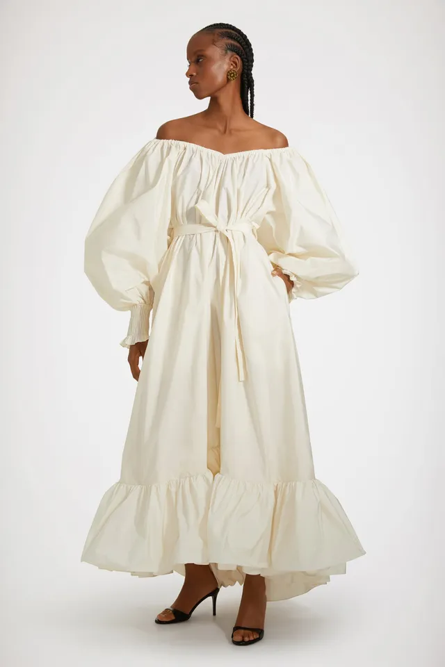 Patou P23DR1150011007W robe maxi faille recyclée ivoire