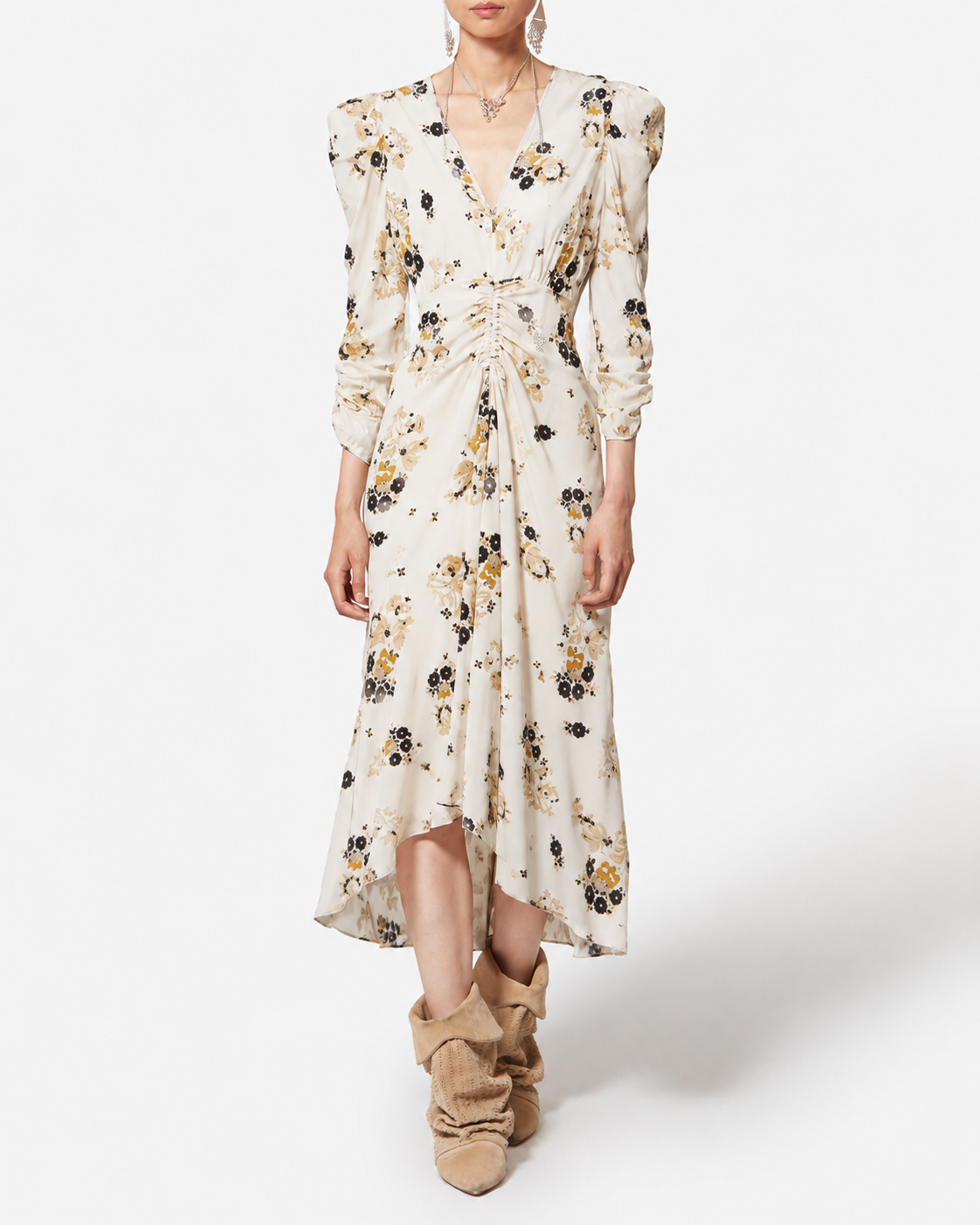 Isabel Marant Albini robe écru soie fleurie