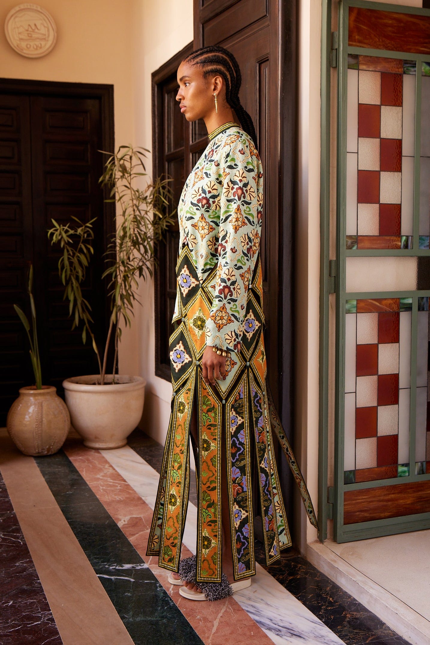 Alemäis Cece Spliced robe midi manches longues
