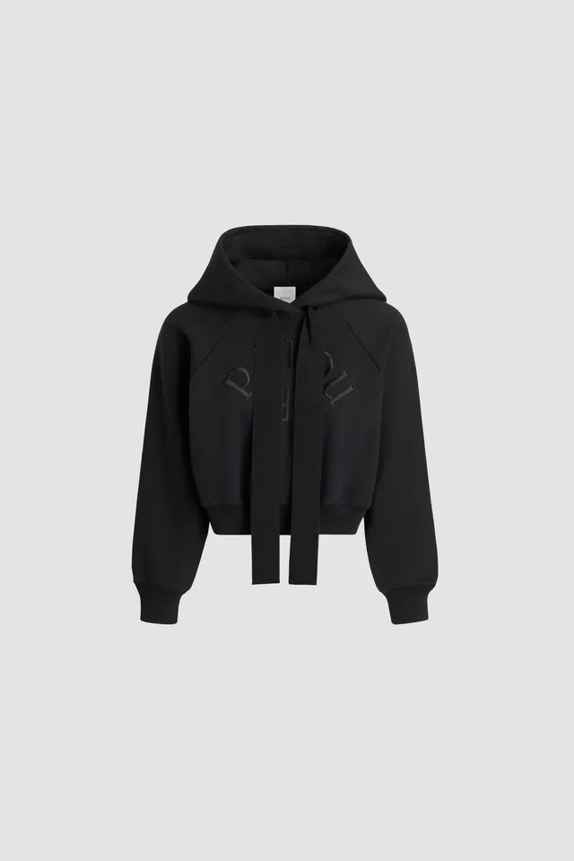 Patou hoodie sweat capuche logo JP noir coton bio