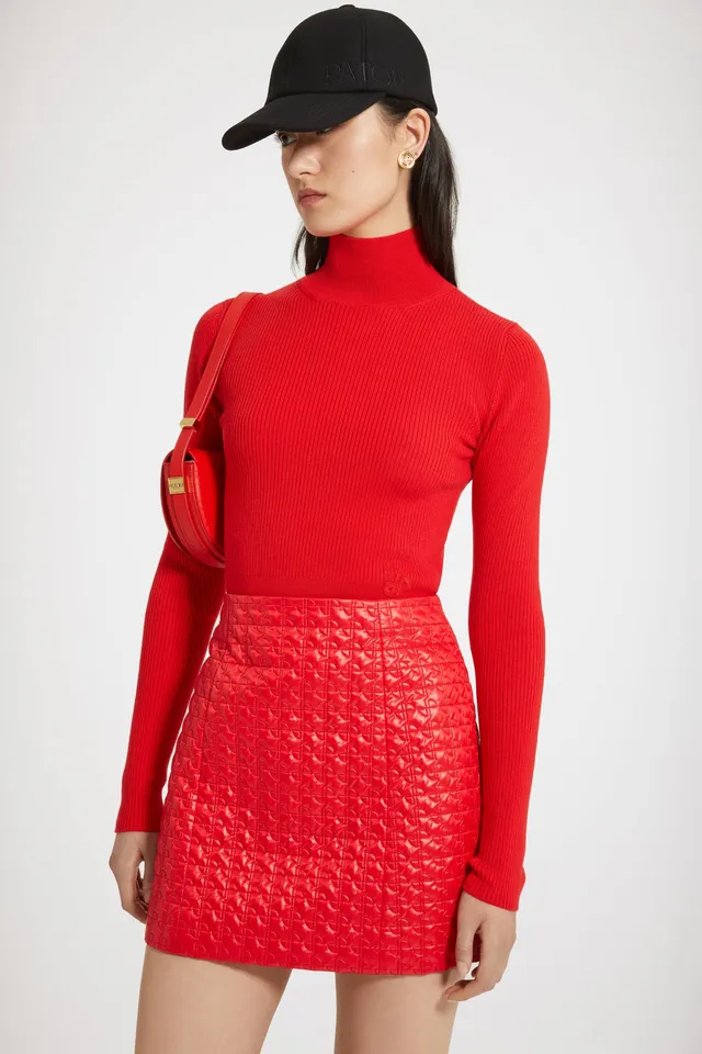 Patou KN058 H23KN0588040306R pull col montant laine rouge XS-XL