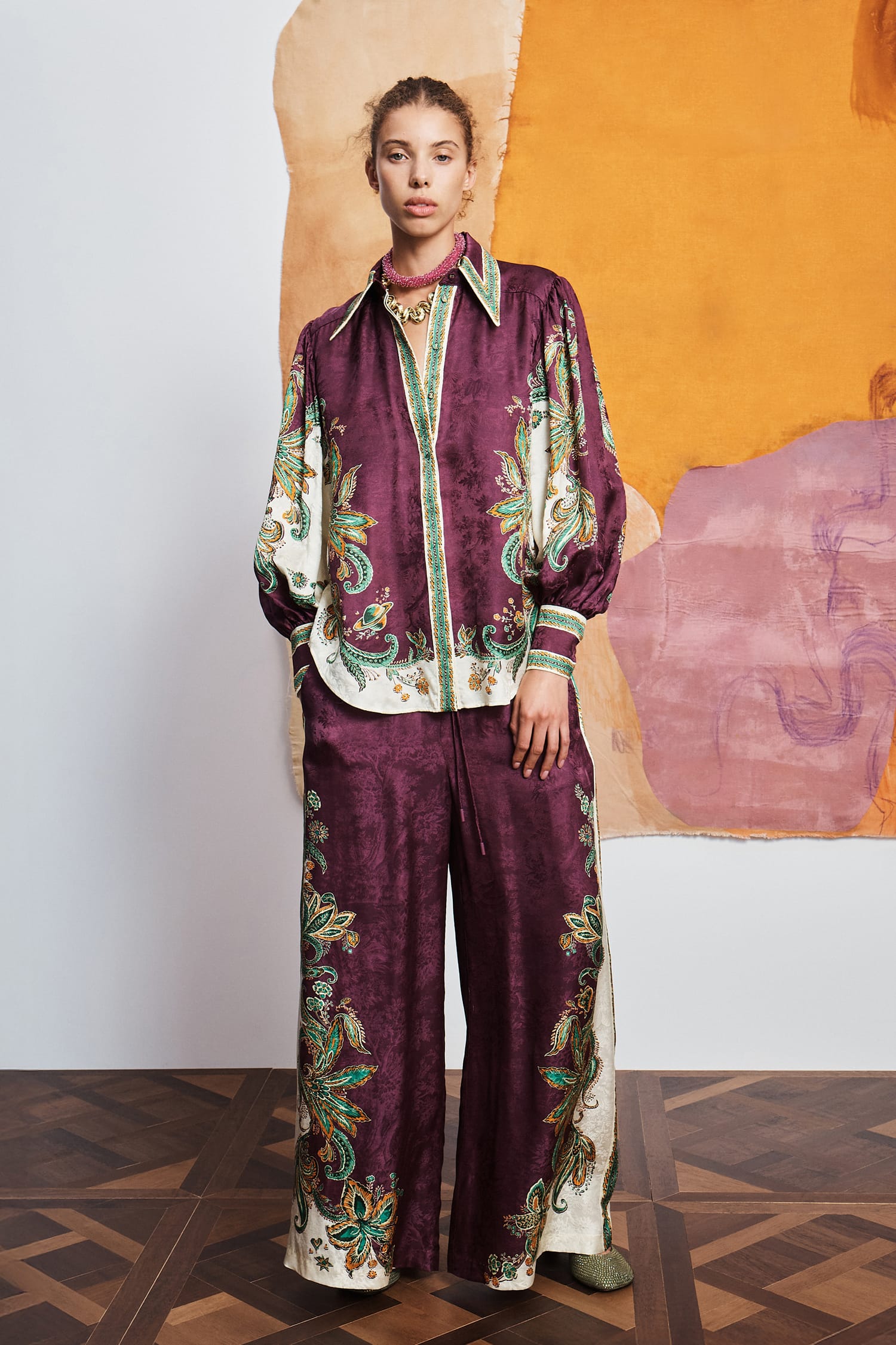 Alemäis Ruthie chemise jacquard viscose soie paisley
