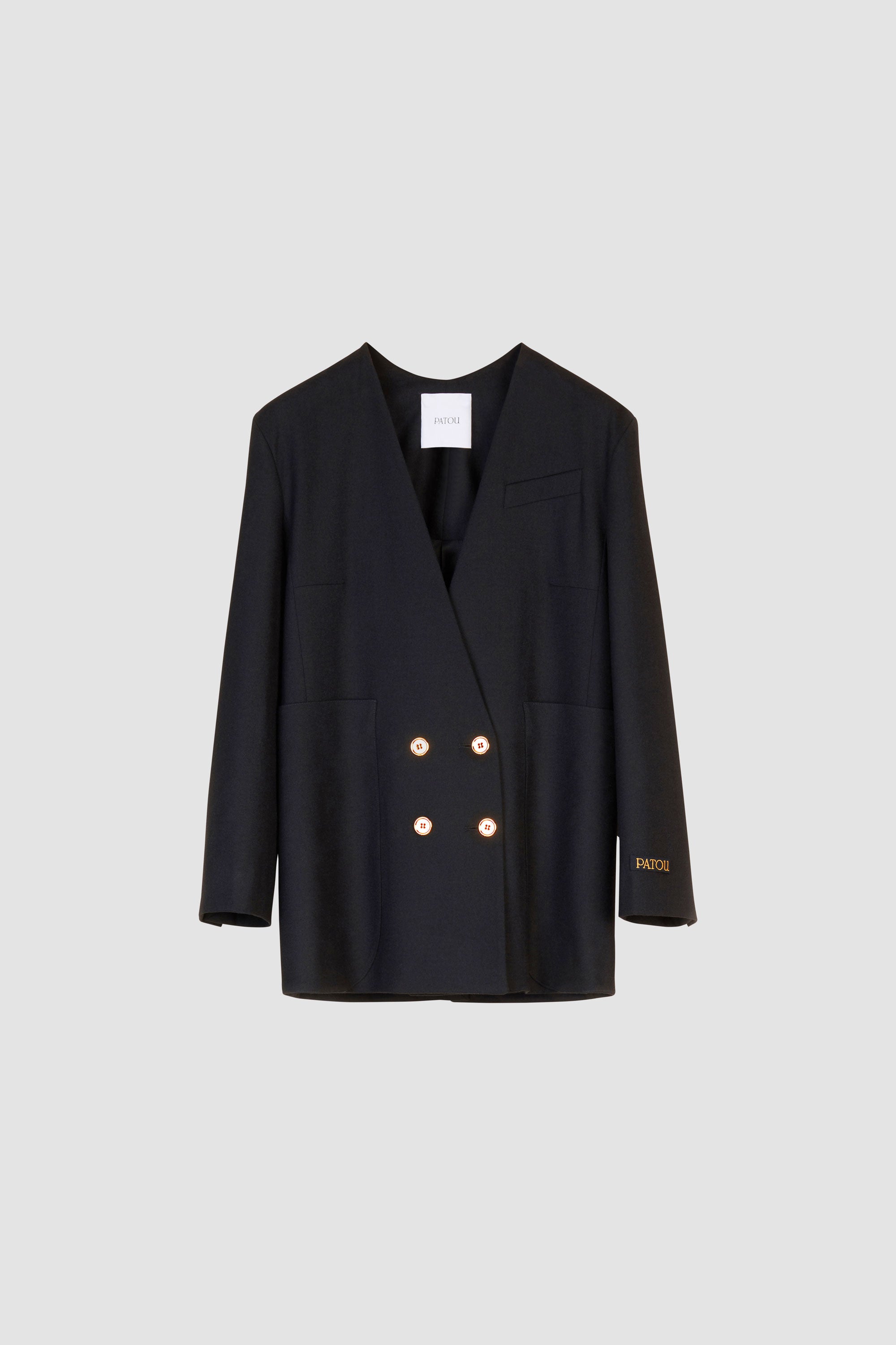 Patou JA0020005999B veste en laine noire double-boutonnée