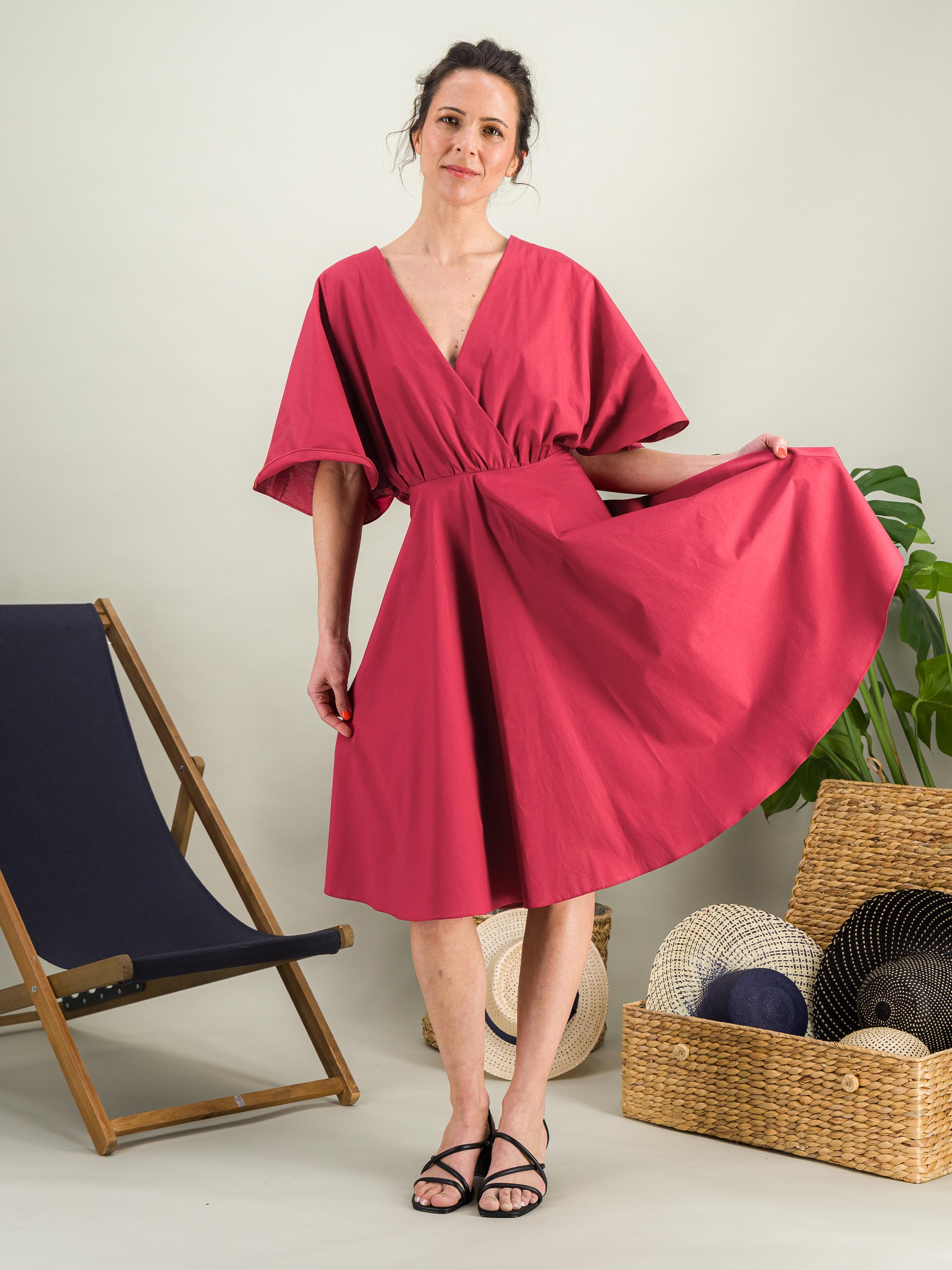Anahide Saint André Papillon robe coton bleu marine