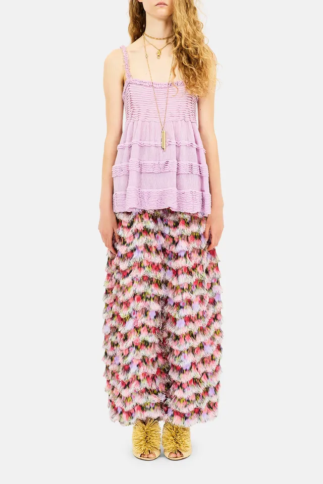 Ulla Johnson Elvira pantalon Summer Garden à franges